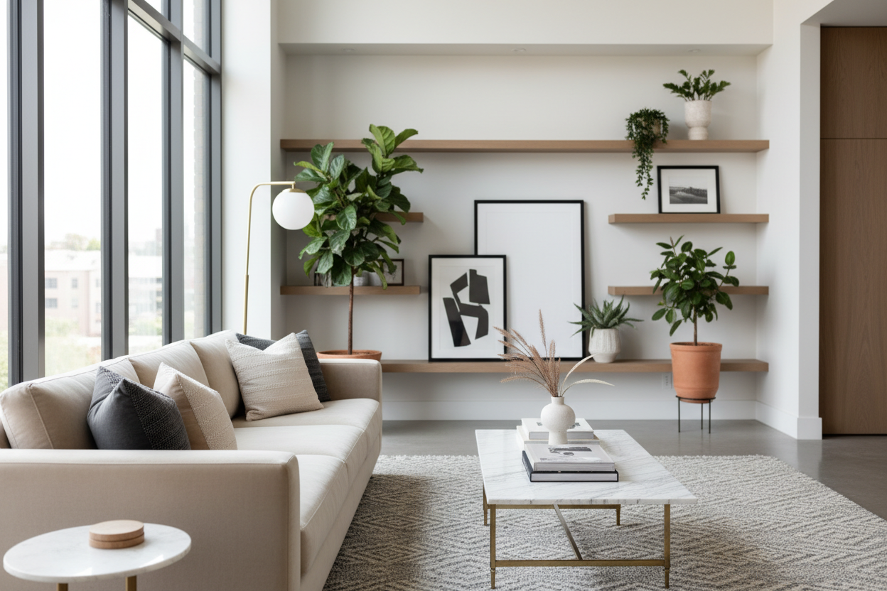 elegant and modern interior design video loop, which shows the modern and comfortable accesories and furniture